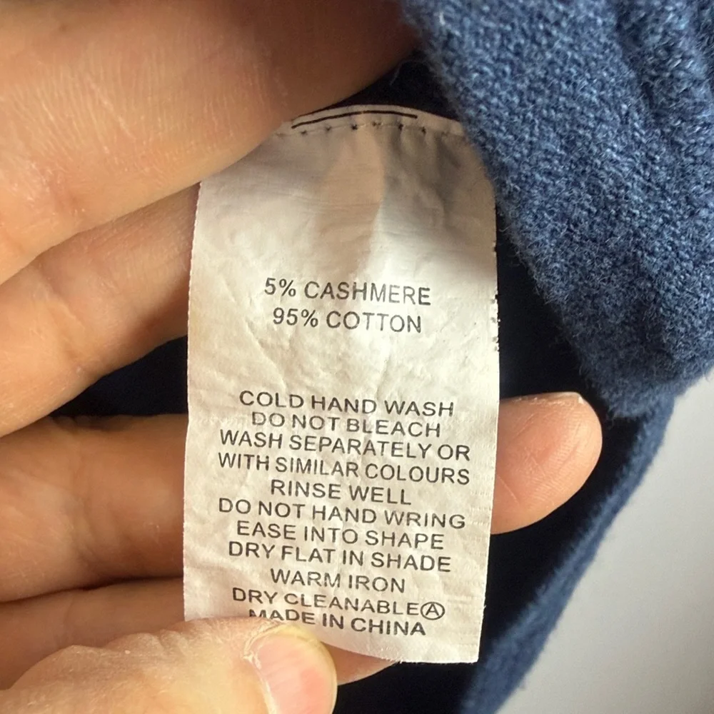 Zaket & Plover Blue Cotton Cashmere Blend Long Sleeve XL Top Red Cream Accents - Picture 11 of 12